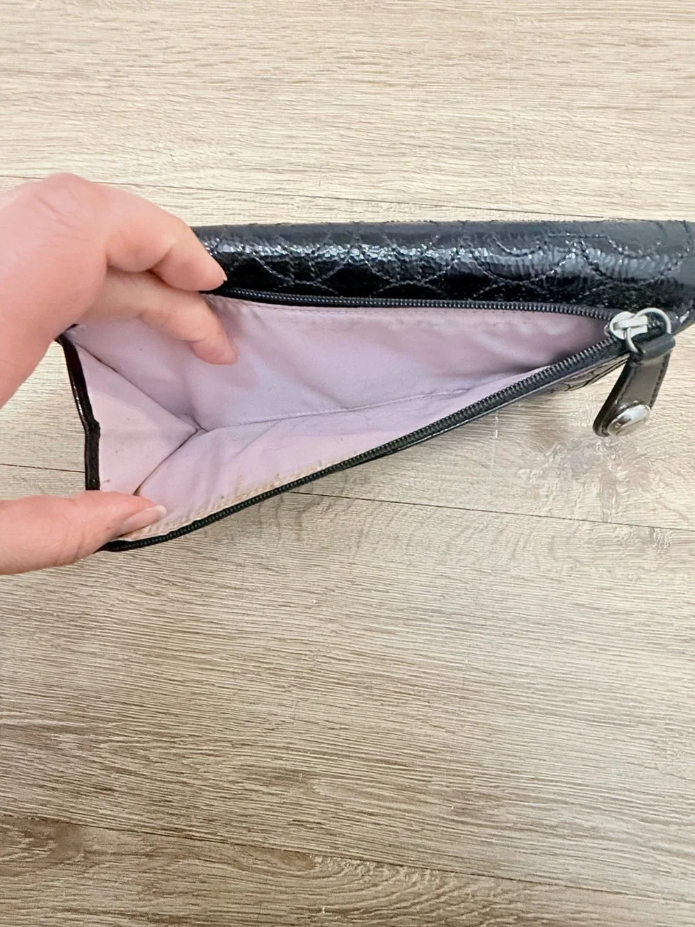 Y2K Coach Black Embossed Leather Continental Wallet